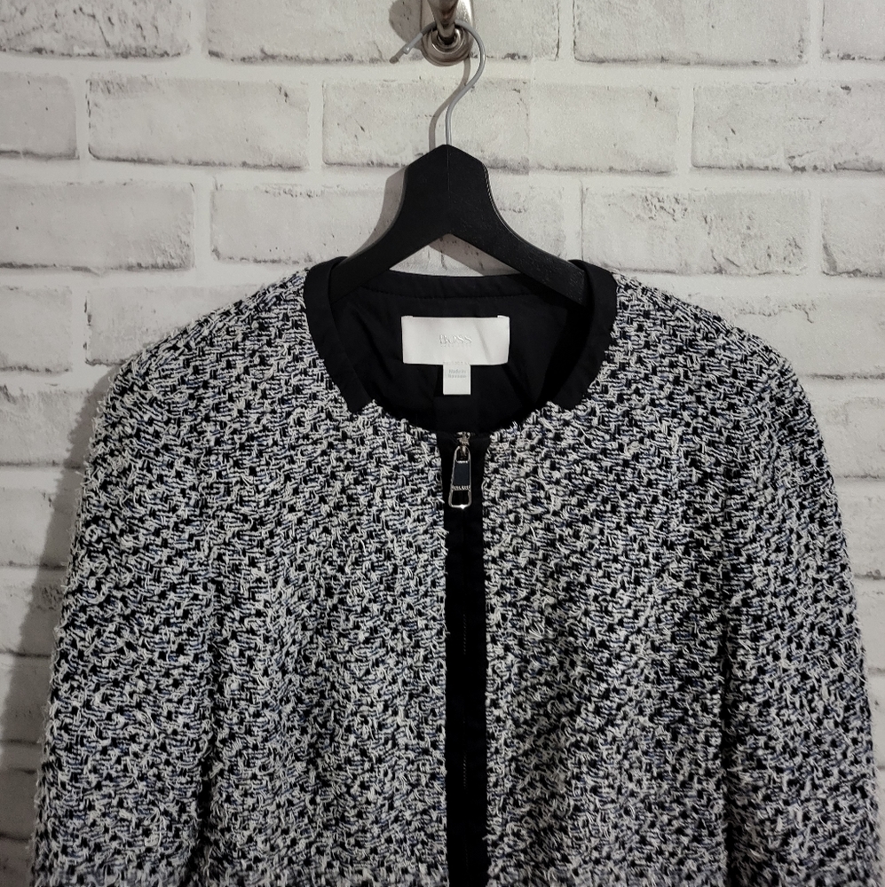 NWOT Hugo Boss Kalaila Tweed Zipper Jacket size 4 - Picture 6 of 11